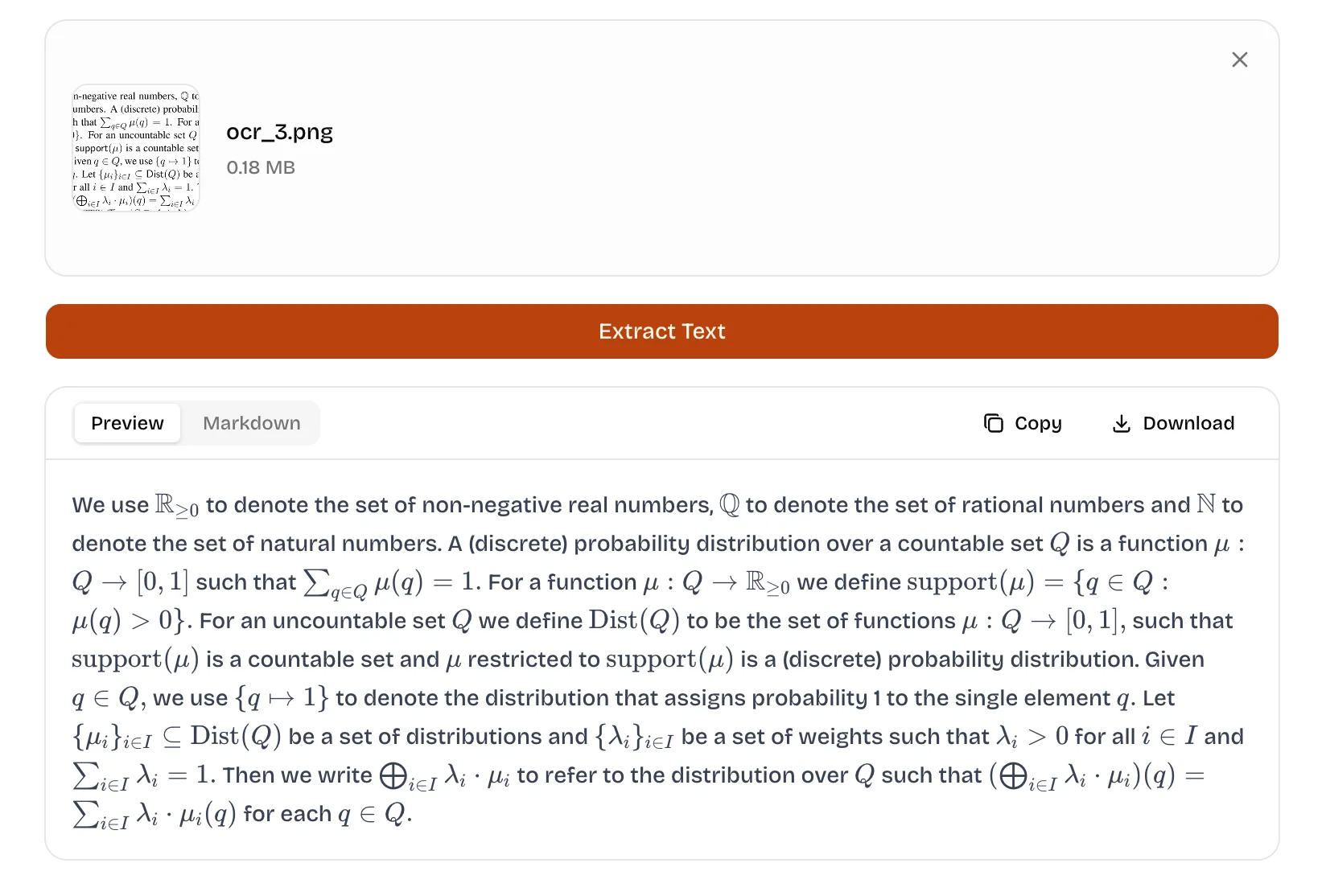 Screenshot showing academic text with mathematical notation extracted from an image